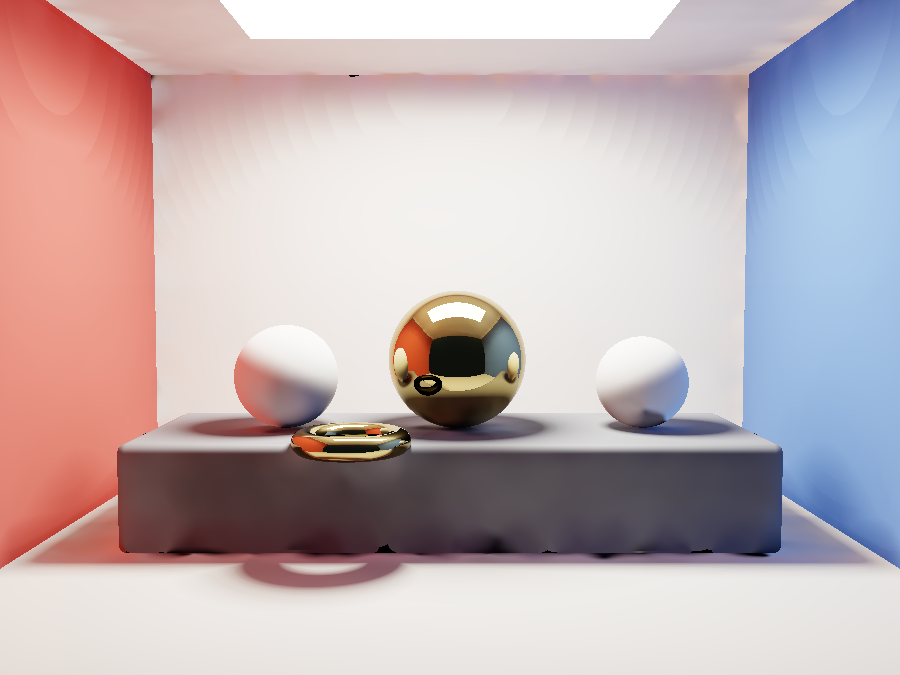 Alcove scene in beauty mode: indirect color bounce on spheres